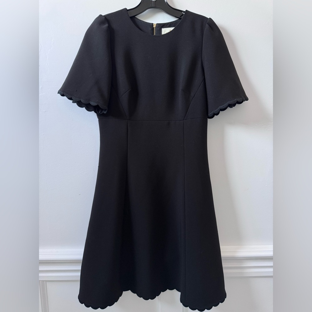 Kate Spade Black scallop detail short Sleeve Dress